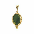 14K Yellow 14x10 Cab Genuine Jade Pendant